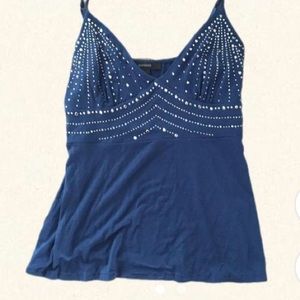 Blue rhinestone tank top
